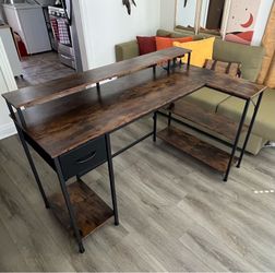 Desk L shape with LED lights