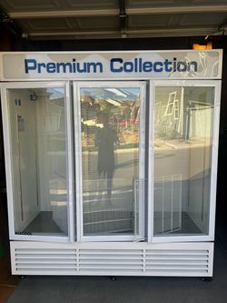 White Flower Display Three Glass Door Refrigerator