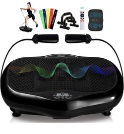Premium Vibration Plate Exercise Machine with Resistance Bands, Loop Bands and Push-up Bars - Home Exercise Equipment Vibrating Plate for Whole Body -