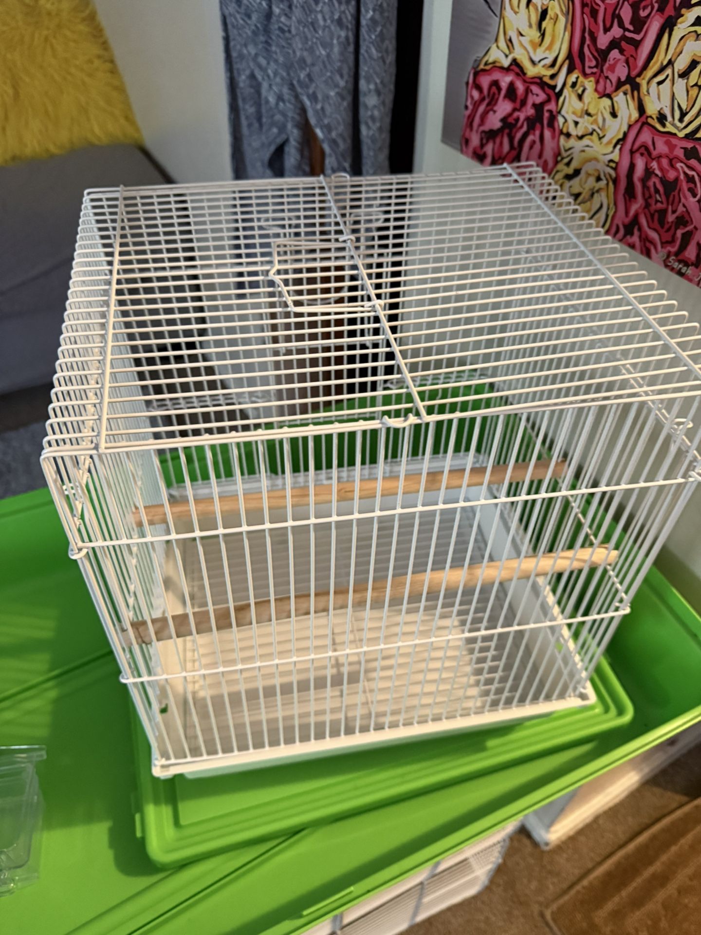 Brand new buggie parakeet cage With food and treats