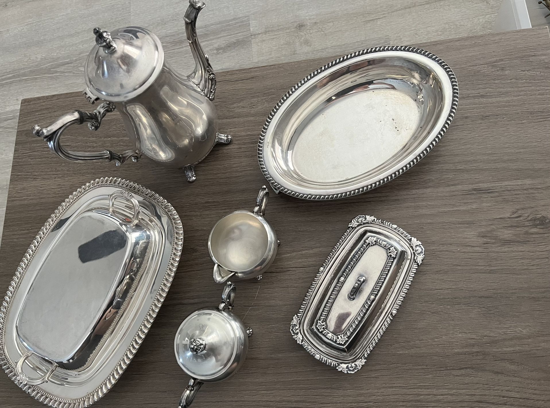 Antique Silver serving set Roughly 100 Years Old.