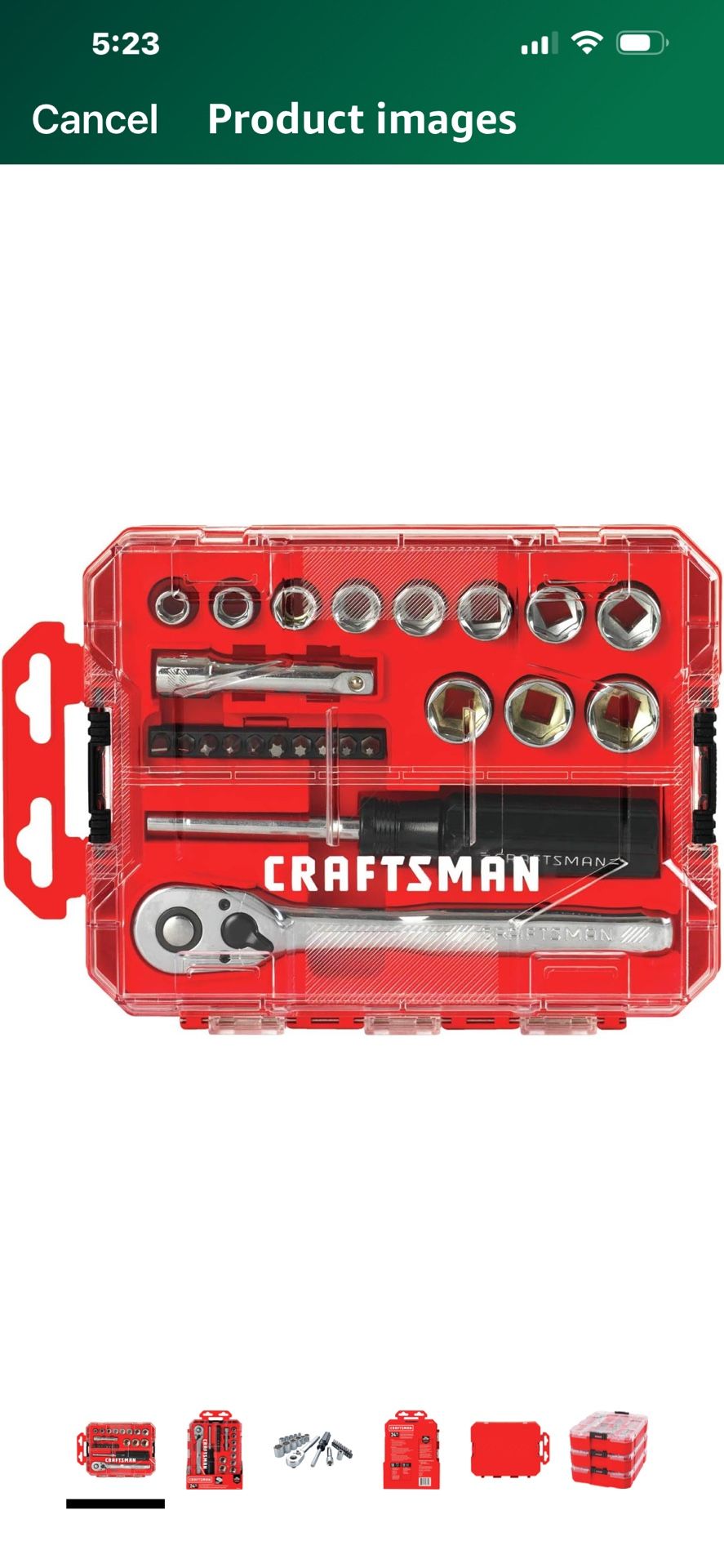 CRAFTSMAN Socket Set, Nano Metric, 3/8" Drive, 24Piece