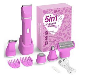 Brand new 5-in-1 Electric Bikini Trimmer for Women – IPX7 Waterproof Shaver, Cordless Body & Facial Razors for Women, Ceramic Blades, USB-C Rechargeab