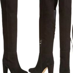 Halogen Suede Black Thigh High Boots Size 8.5