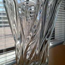 Vintage Bohemia Clear Glass Crystal Vase
