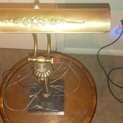 Vintage Brass And Marble Base Bankers Lamp 