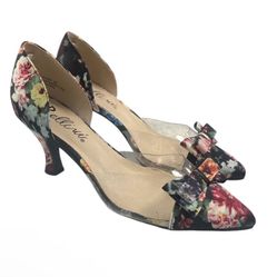 Bellini Cupcake Women Dress Pump Heels in Blk Floral/Lucite Size: 10W **NEW**