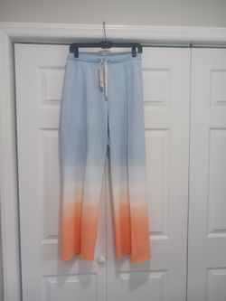 Ombre Wide-Leg Sweatpants Blue Orange
