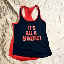 Motivational custom silk screen ITS ALL A MINDSET womens size LARGE tank top red