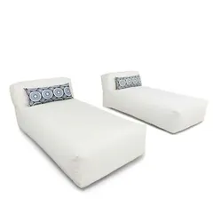 Beige Outdoor Patio Bean Bag Lounge Chairs