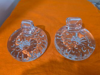 Pair Svend Jensen Bubble Glass Candle Holder: Hand Blown Danish MCM Chamberstick