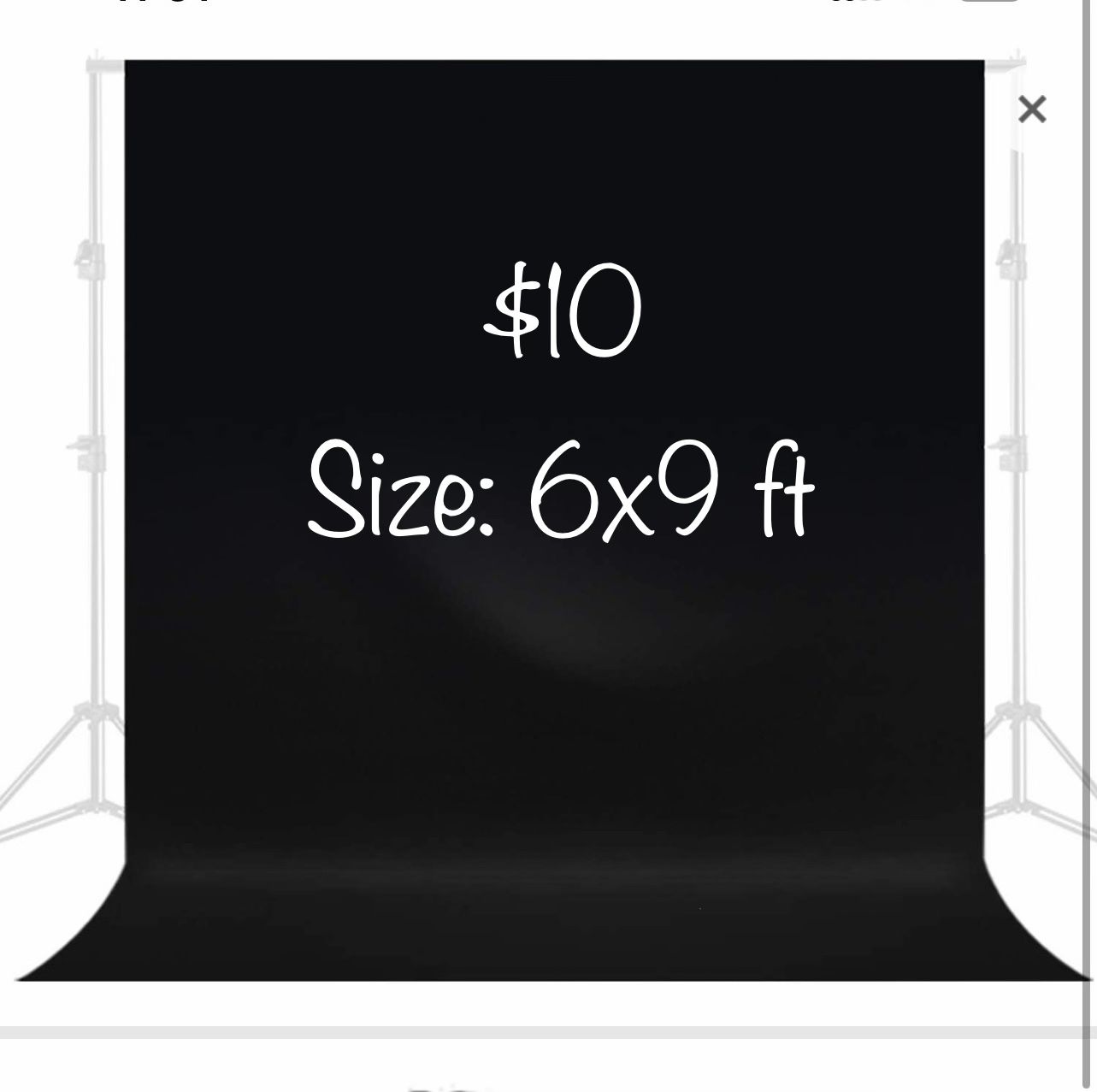 6x9 ft Black Backdrop Premium Polyester Fabric With Rod Pocket