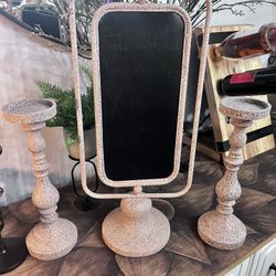 Chalkboard And Candle Holder Set