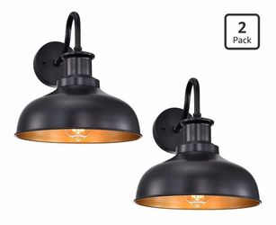 Farmhouse outdoor barn lights set of 2   Black/Gold