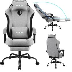 Gaming Chair With Footrest Gray Color  🩶