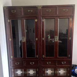 Two Cherry Wood Hutches cabinets. Japanese Furniture 