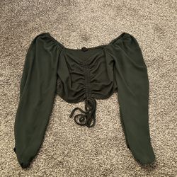 Green Long Sleeve Crop Top