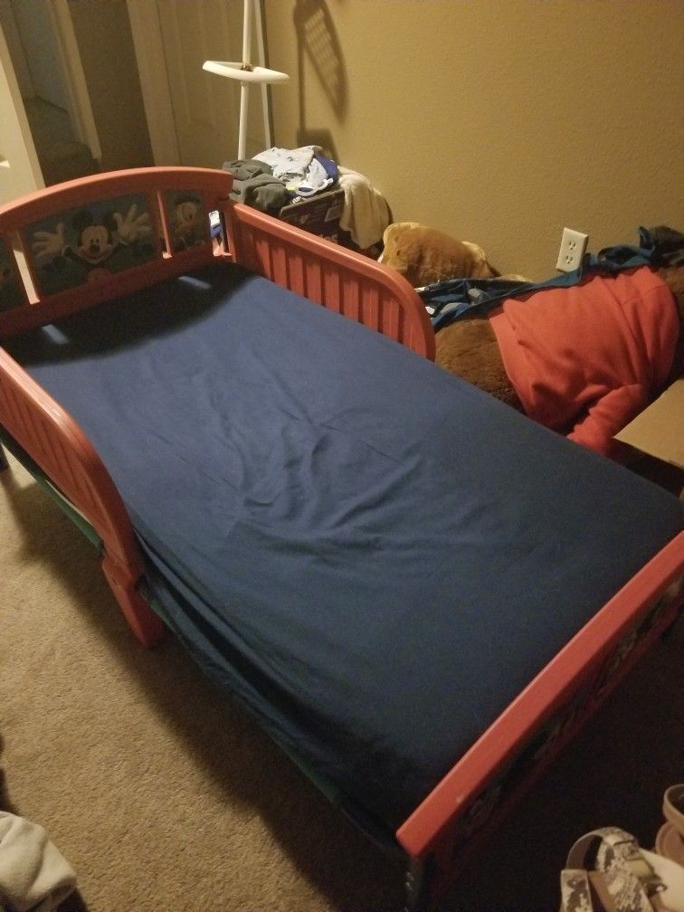 Toddler mickey Mouse Bed With Mattress 