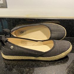 UGG Canvas Indah Bow Tie Ballet Flats Size 9.5 NEW
