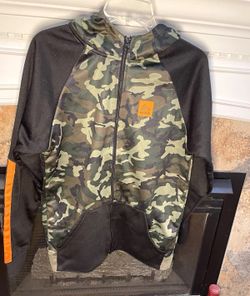 RBX Camo Full Zip Hoodie Jacket Black Green Orange Activewear Men’s