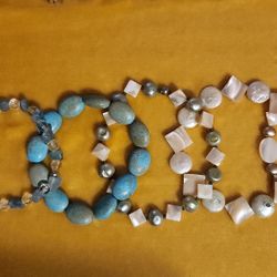Handmade Bracelets Pearls Gemstones Turquoises, Jewelry 