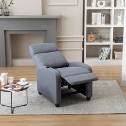 Push Recliner with Massage Therapy and Heat, Perfect for Elderly, Small Sofa for Living Room & Bed Room, Grey