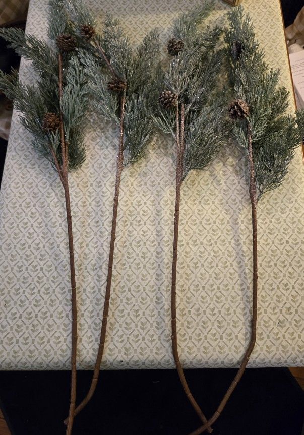 29 Inch Frosted Pine With Cones. 4pk