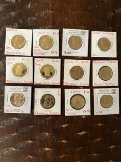 Sacagawea And Presidential Gold Plated Coins