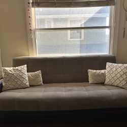 Grey-Taupe Sleeper Couch Sofa / Futon – Like New