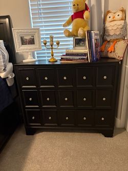 Black Wood Dresser with silver knobs