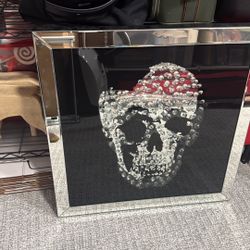 Z Gallerie Mirrored Artwork Skull 24 X 24