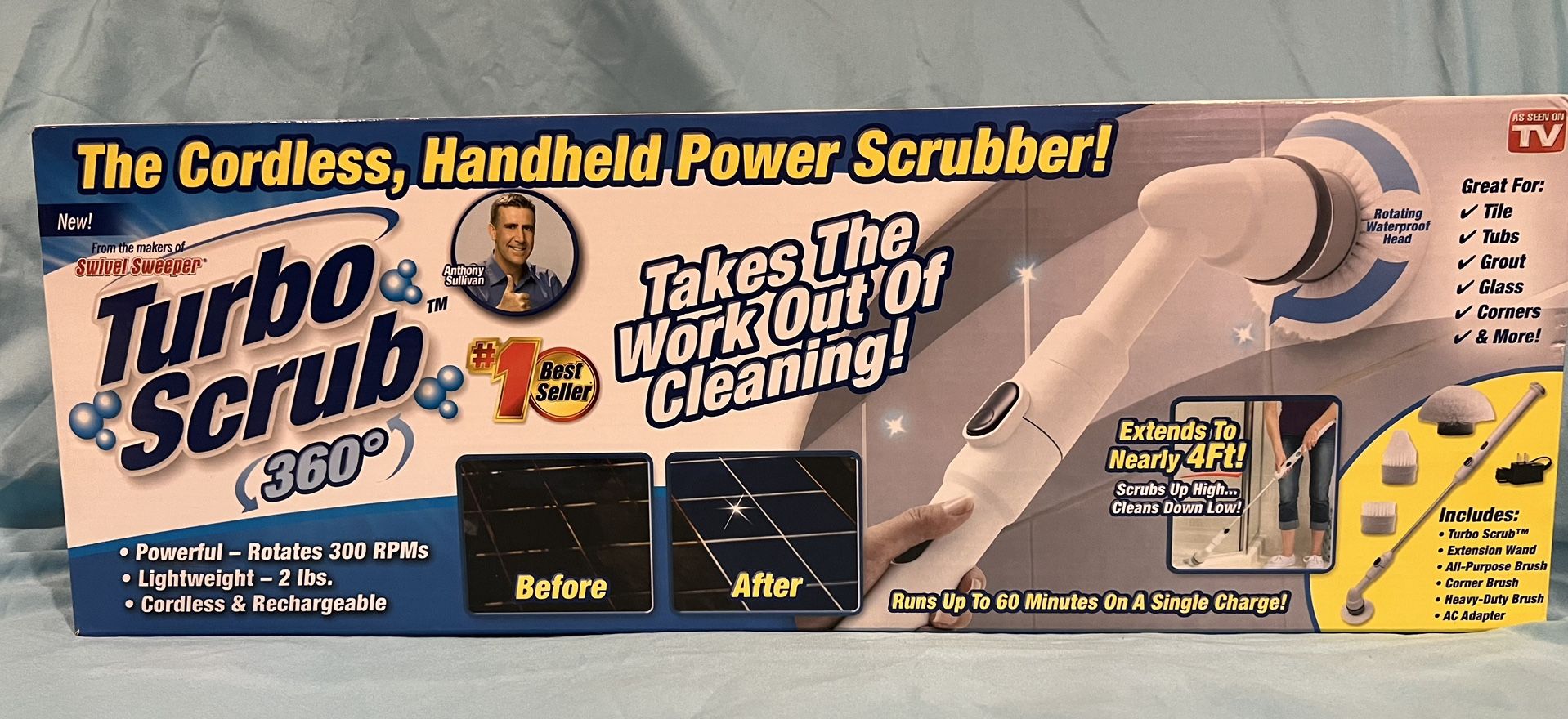 Turbo Scrub 360 Power Scrubber with Extension Handle