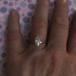 1/2  Carat  Marqiuse 14 K White Gold Diamond Ring 