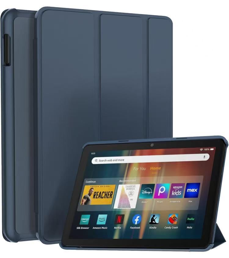 Fire HD 8 & HD 8 Plus Tablet Case(12th Gen/10th Gen, 2024/2022/2020 Release) Slim Folding Stand Cover with Auto Wake/Sleep Navy Blue
