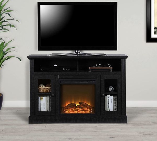 Ameriwood Home Chicago Fireplace TV Stand for TVs up to 50", Black for