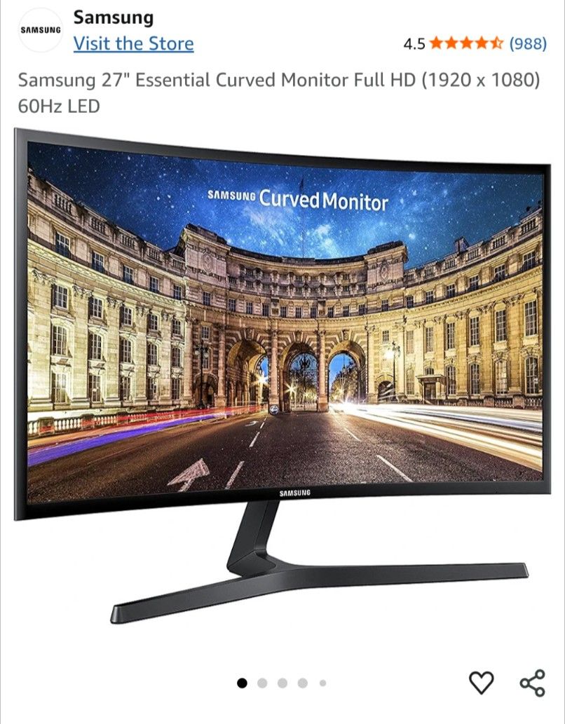 Samsung 27" Essential Curved Monitor Full HD (1920 x 1080) 60Hz LED