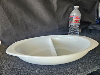 Vintage Pyrex  Milk Glass Divided Serving Casserole Dish 1.5 Qt Made in USA