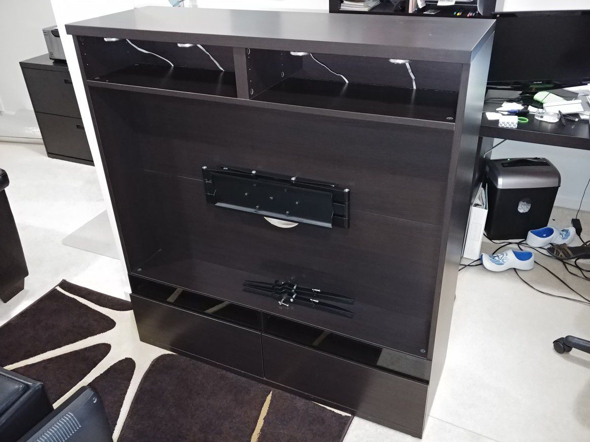 Ikea Besta Boas TV stand black/brown with TV Mount and LED lights