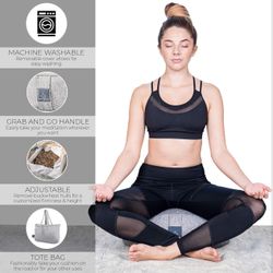 Buckwheat Meditation Cushion (17”x13”6”), Meditation Pillows for Sitting On Floor, Yoga Cushion for Women and Men, Tote Bag for Travel, Lavender Scent