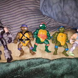 Ninja Turtle Lot With Shredder And Casy Jones No Raphael 