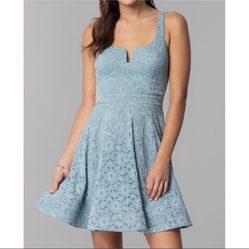Sequin Hearts Floral Lace Notch Front Fit & Flare Dress