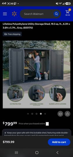 Lifetime Polyethylene Utility Storage Shed Gray
