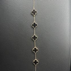 14K Gold Van Cleef-Inspired Bracelet – Real Black Onyx – 5.7g