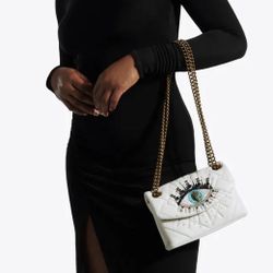 KURT GINGER  Kensington Eye Quilted Leather Shoulder Bag NWOT 