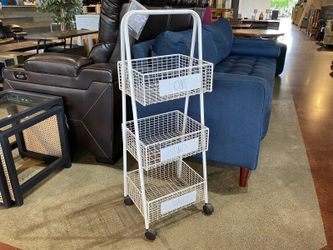 White All-Metal 1-2-3 Rolling Basket Organizer