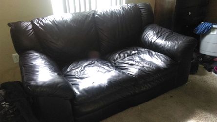 Black Leather Love Seat