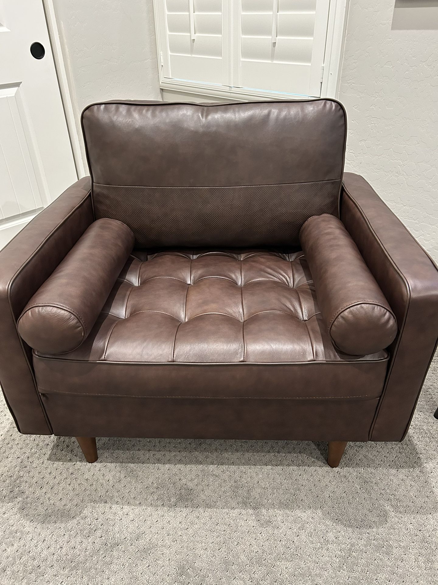 Excellent Brown Leather Armchair