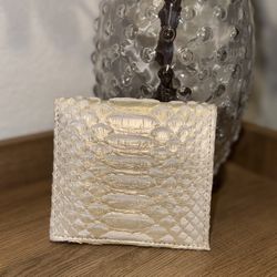 Gold And White Leather Wallet 