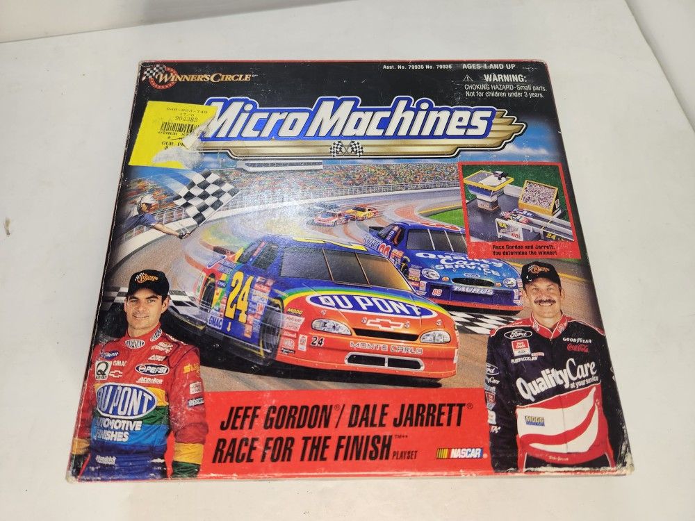 Vintage Micro Machines Winner's Jeff Gordon Dale Jarrett Race The Finish Nascar