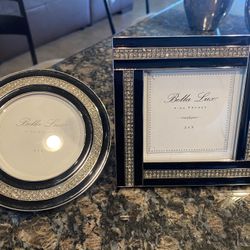 Two swarovski crystal/black picture frames